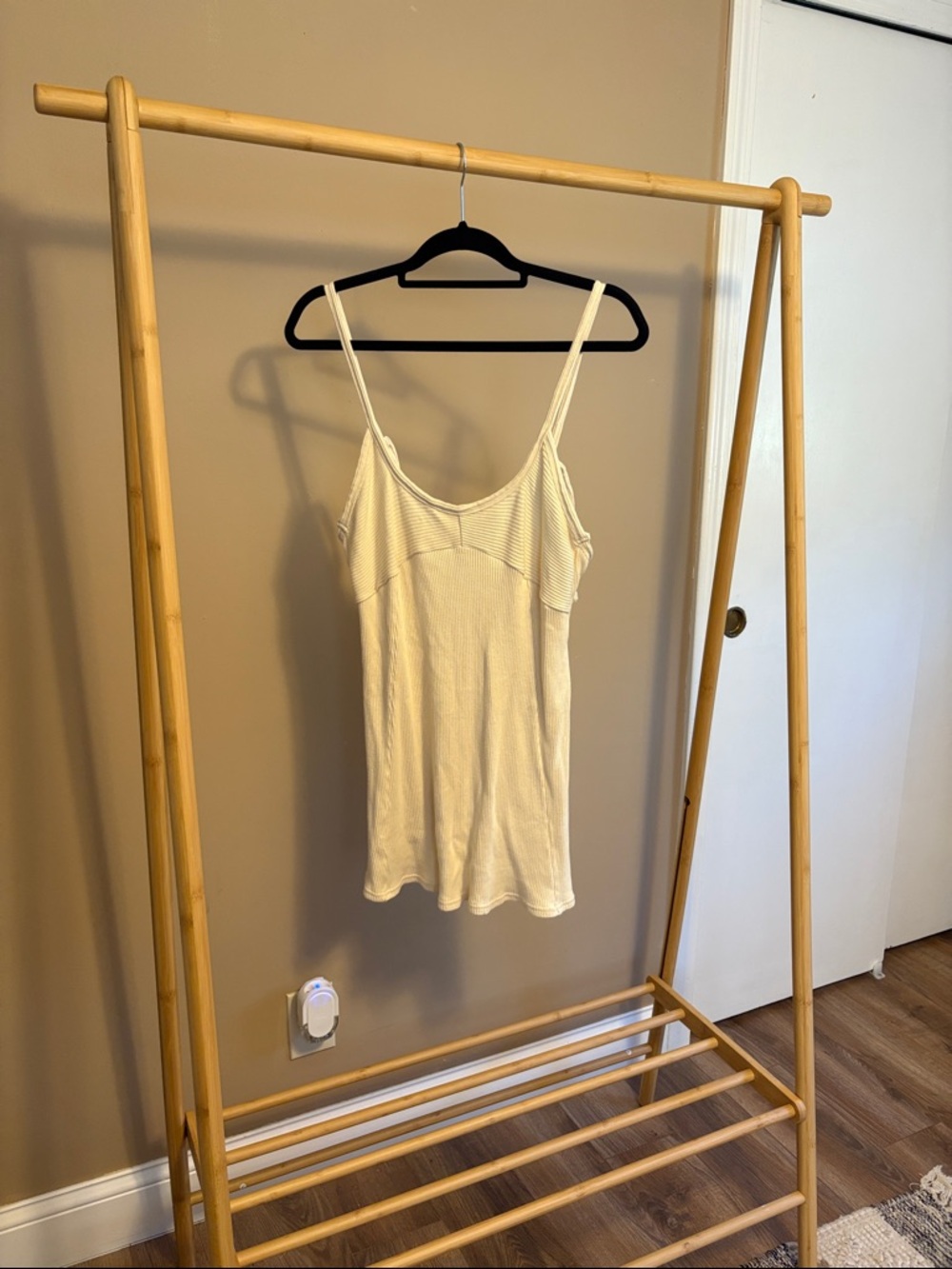 Free People Cream Ribbed Beach Coverup